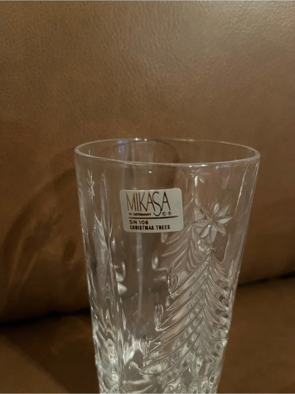 Mikasa Clear Crystal Highball Glasses with Raised Tree Motif - Set of 6
